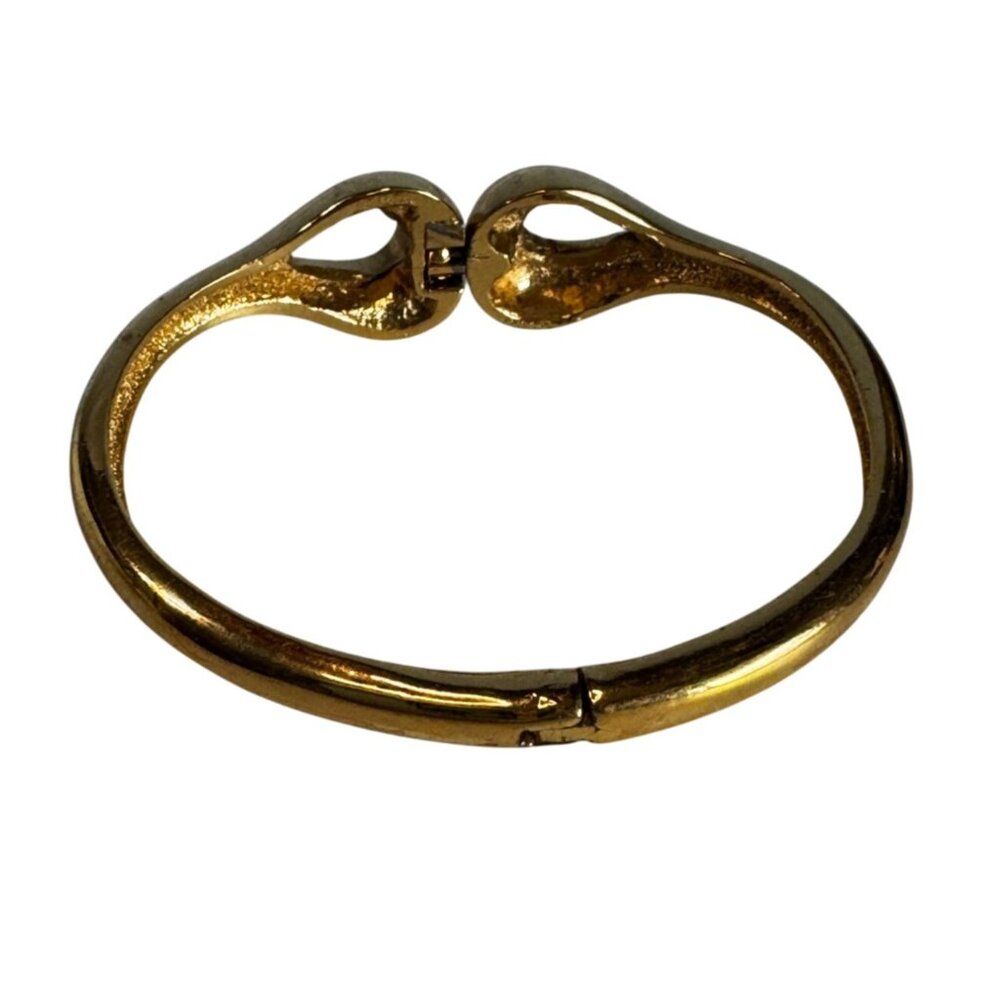Vintage Vendome Swan Head Hinged Bracelet Gold Tone Metal 6 Inch - Picture 6 of 7